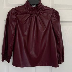 INC Faux Leather Top